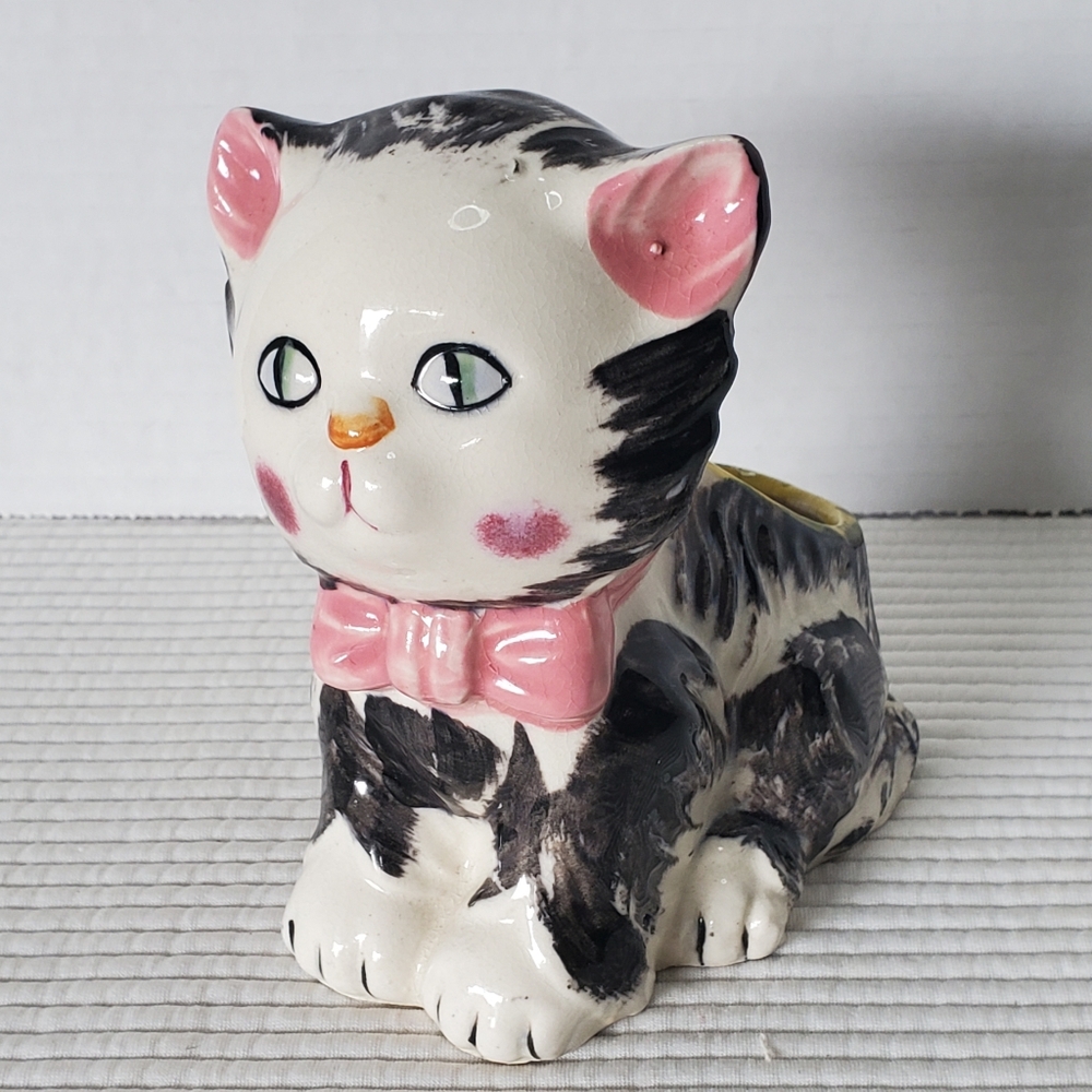 Shafford Cat Kitten Planter Pot Ceramic Small Vintage MCM Boho 5x5 Kitsch 50s